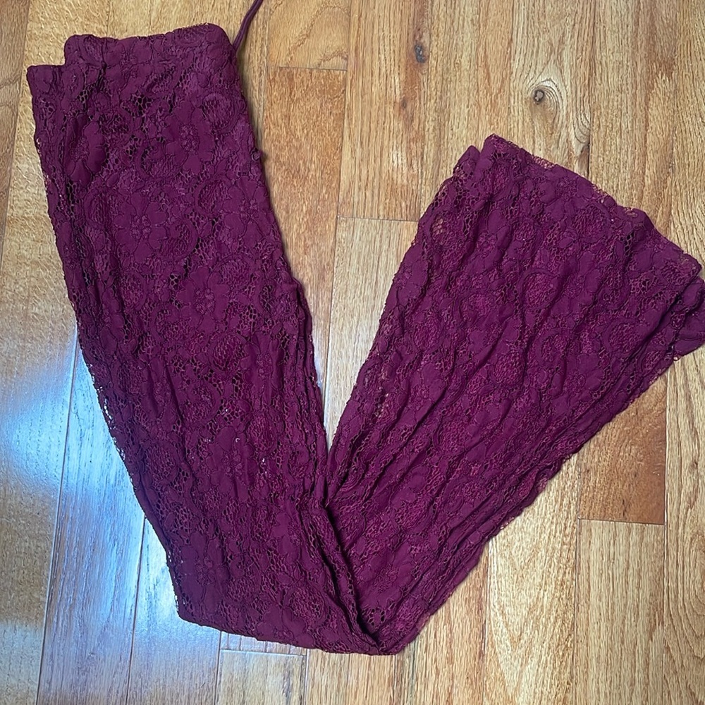 Burgundy lace bell bottoms!!!